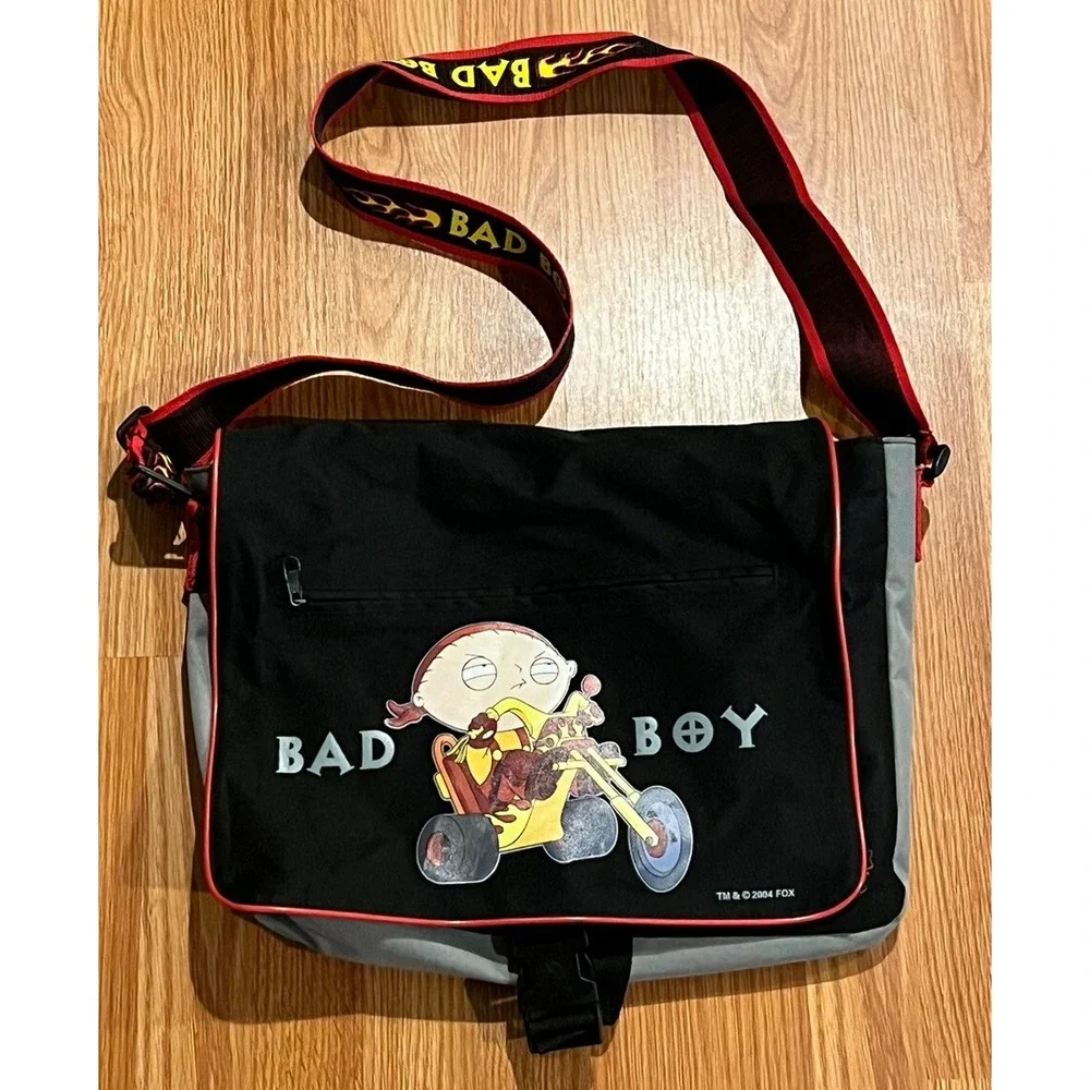 Vintage 2004 Family Guy Stewie Messenger Bag Bad Boy Y2K JNCO Flames Rare